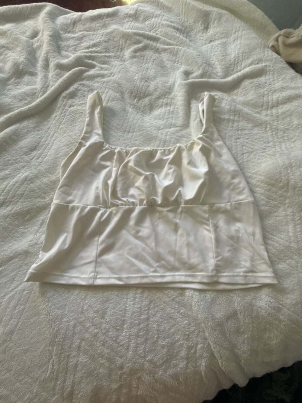 Live in the Moment White Ruched Square Neck Crop Top